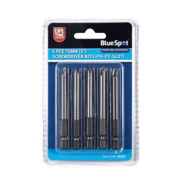 14123-64.jpg Blue Spot Tools 5 PCE 75mm (3") Screwdriver Bits (PH-PZ Slot)