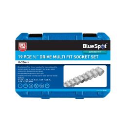 1554-76.jpg Blue Spot Tools 19 PCE 1/2" Multi Fit Socket Set (8-32mm)