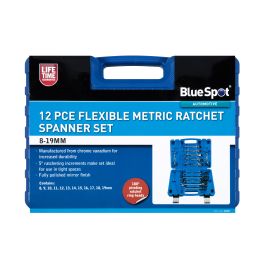 4309-99.jpg Blue Spot Tools 12 PCE Flexible Metric Ratchet Spanner Set (8-19mm) (With Case)