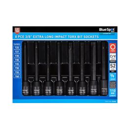 1593-17.jpg BLUE SPOT TOOLS 8 PCE 3/8" EXTRA LONG IMPACT TORX BIT SOCKETS