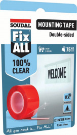 soudal-155514-fix-all-100-clear-mounting-tape-clear-1-5m-x-19mm-roll-12-5411183175556-73.jpg Soudal Fix All® 100% Clear Mounting Tape Clear 1.5M X 19Mm roll 12